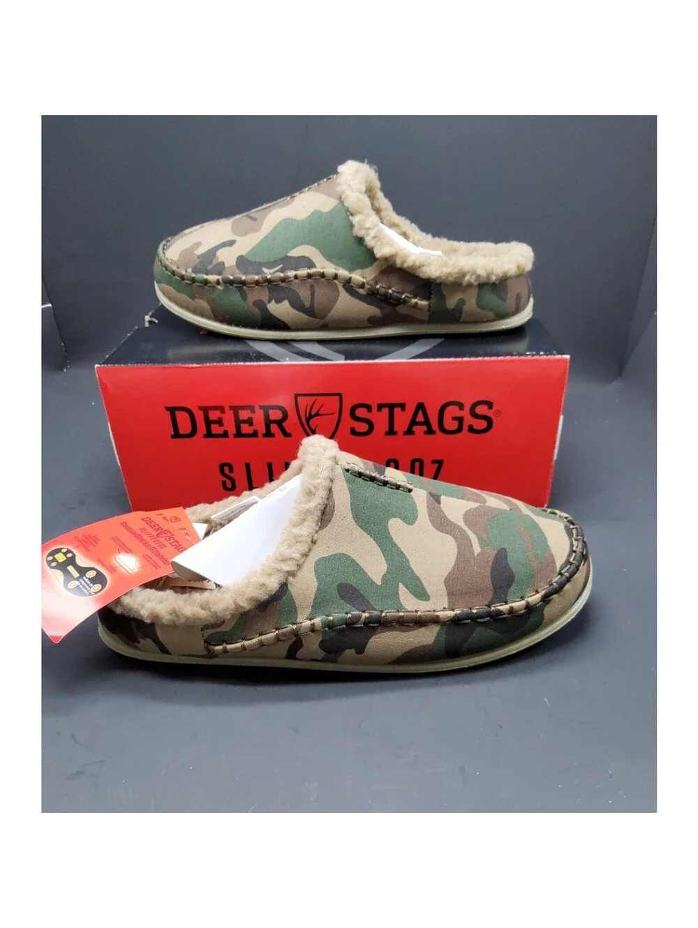 NEW Deer Stags Nordic Indoor Outdoor Slippers Camo Supro Tech Men's Sz 8 Wide